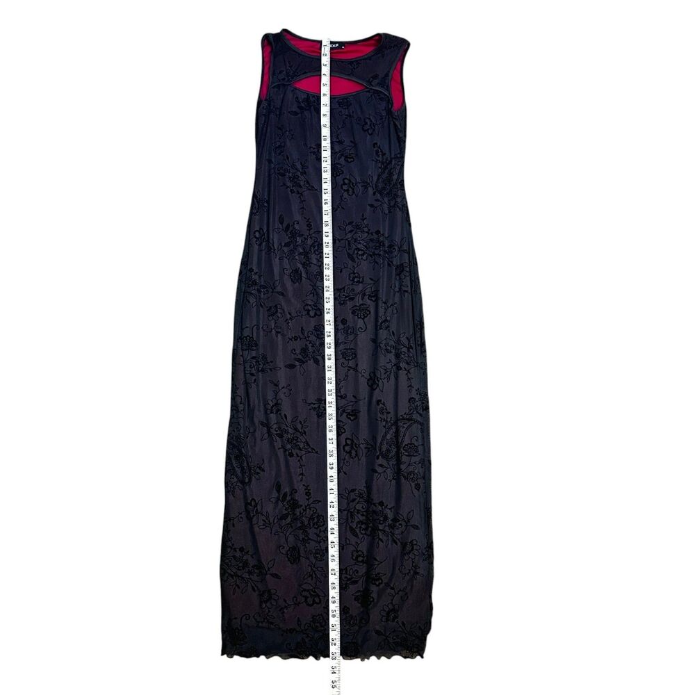 Cider Black Sheer Flocked Floral Maxi Dress Medium Whimsigoth Y2K Witchy Grunge - Picture 5 of 9